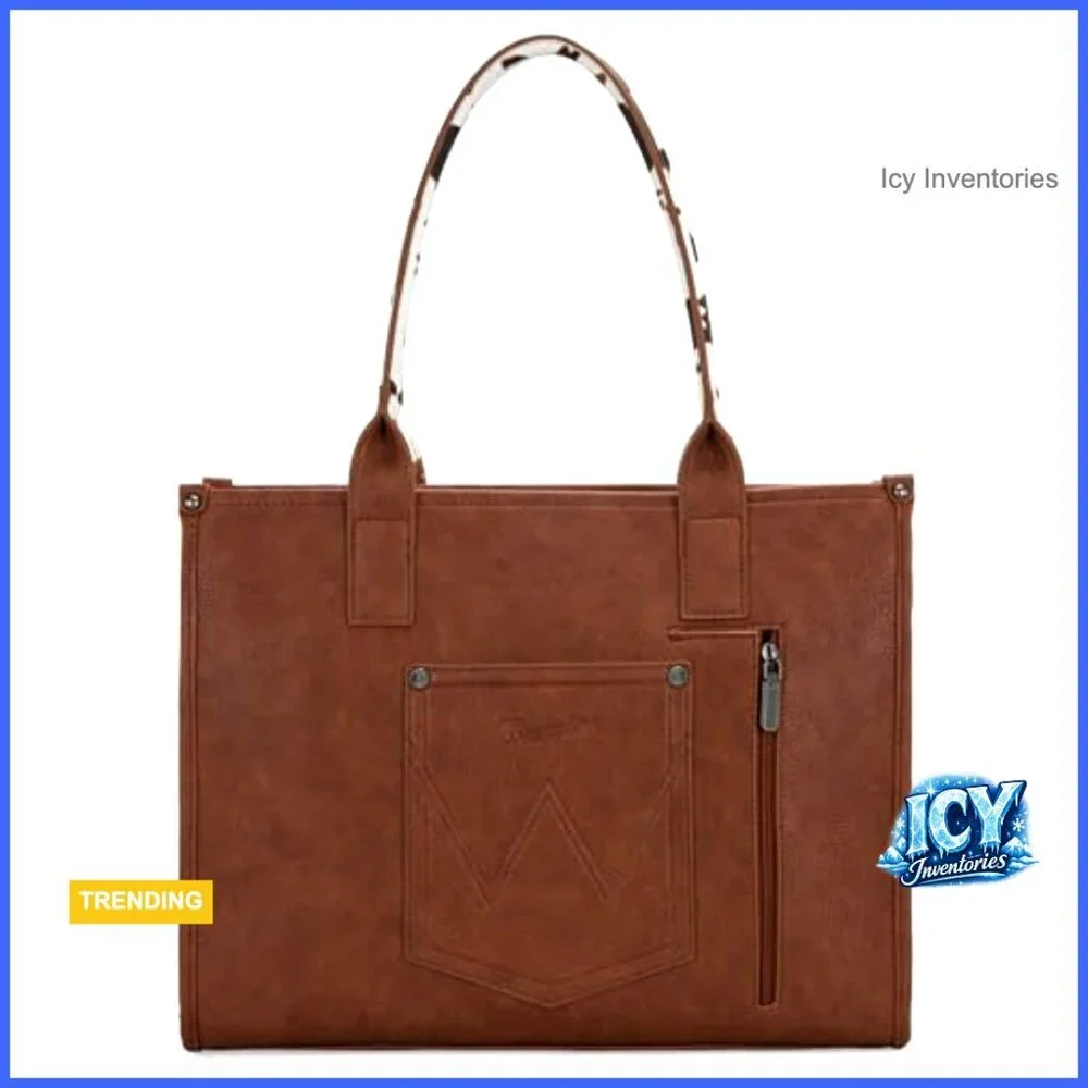 Western Cow Print Tote Bag with Top Handle for Daily Essentials